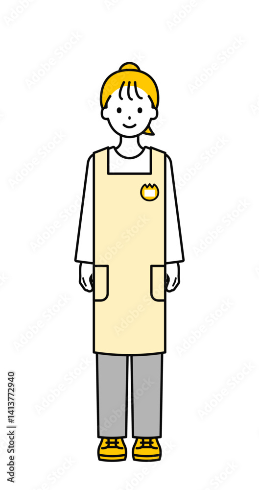 全身のポーズ_シンプルな保育士の女性01