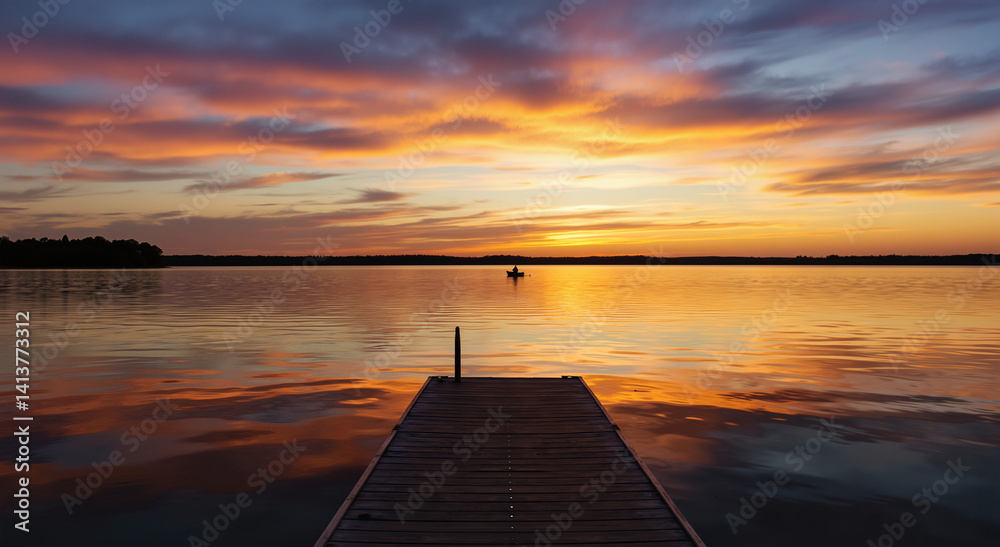 Obraz premium sunset on the lake