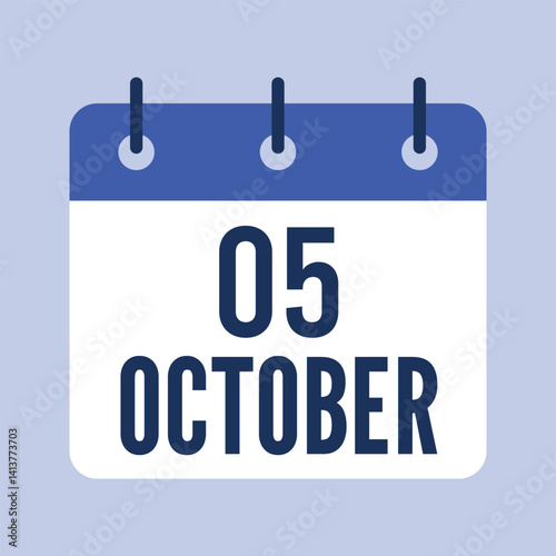 5 October Calendar, Isolated Vector Calendar.