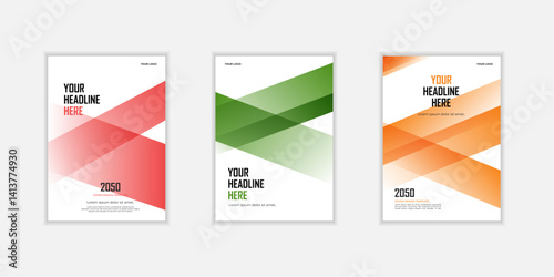 Modern folding ribbon theme book cover template in gradient color. A4 size book cover template for annual report, magazine, booklet, proposal, portfolio, brochure, poster