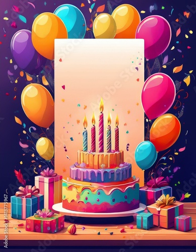 birthday card with cake and candles