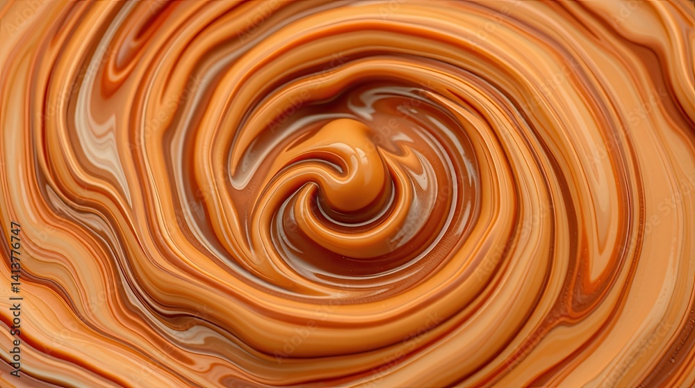 Swirling caramel confectionery texture close-up. Swirling caramel confectionery texture close-up.