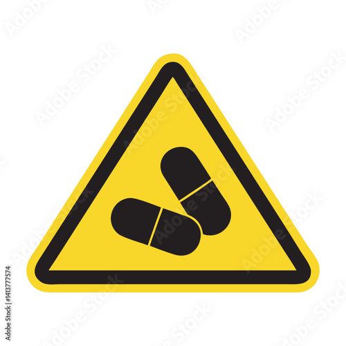 Medication Side Effects, Medicine warning sign, beware of drugs side effects, vector design of medical precaution illustration 