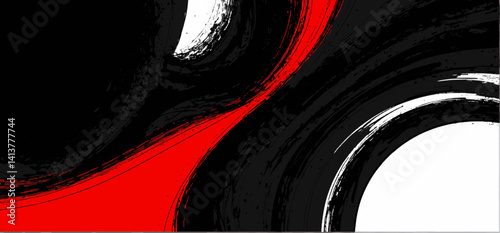 Abstract Brush Stroke Art_Red Black White_Modern Art Design_Contemporary Painting_Dynamic Texture_Expressive Art_Bold Colors_Visual Art_Creative Background