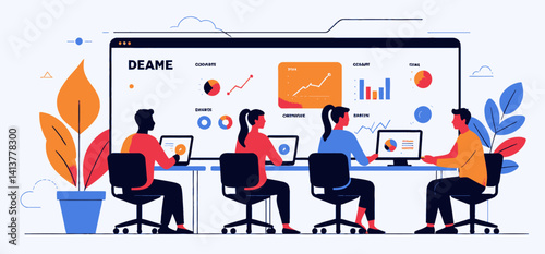 Data_Analysis_Team_Working_Together_Analyzing_Business_Data_On_Screens_For_Business_Growth_and_Insights_Illustrating_Teamwork_and_Collaboration_in_Data_Driven_Environment