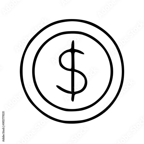 Dollar Coin Line Art