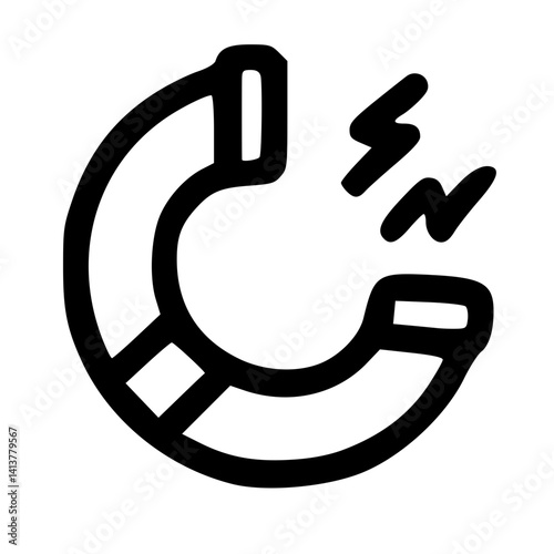 Magnet Icon with Electromagnetic Waves