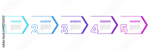 arrow timeline infographic template. 5 step or options