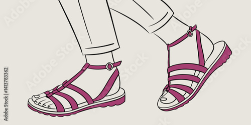 purple fashion , striped socks vector illustration 