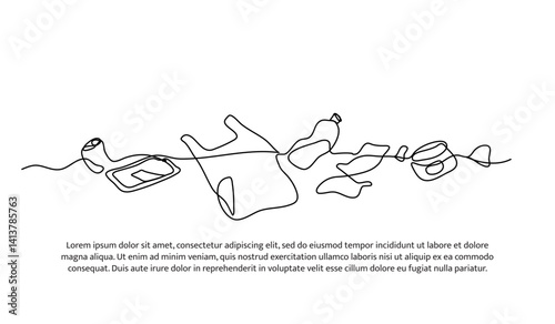Continuous one line design of Garbage Piles. Minimalist style vector illustration on white background.