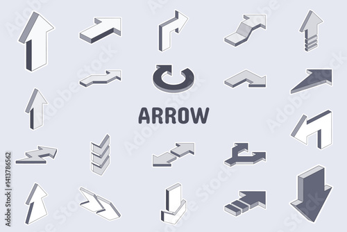 Arrow Lineal Color Vector Illustration Icon Sticker Set Design Materials