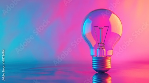 Light Bulb on a Pink and Blue Gradient