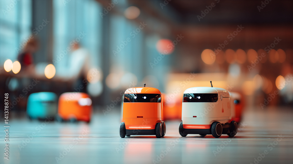 Obraz premium Autonomous delivery robots modern technology ai future robots innovation automation logistics efficiency