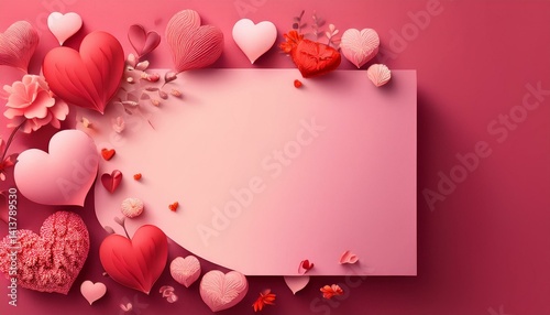 pink background with heart and flowers