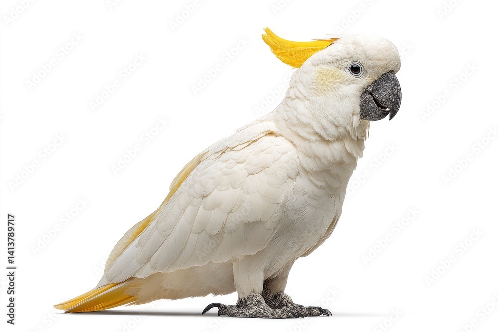Elegant Sulphur-Crested Cockatoo: A Pristine White Portrait Elegant Sulphur-Crested Cockatoo: A Pristine White Portrait