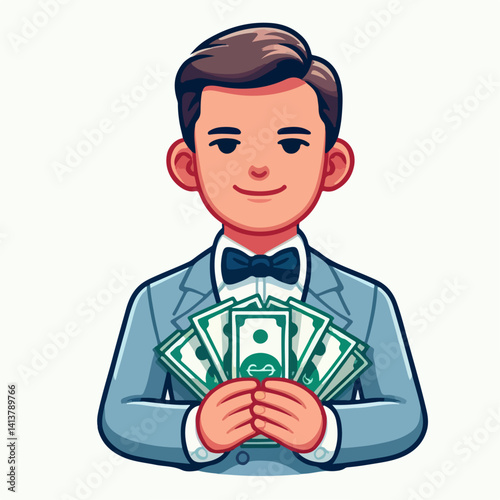 vector illustration of a billionaire