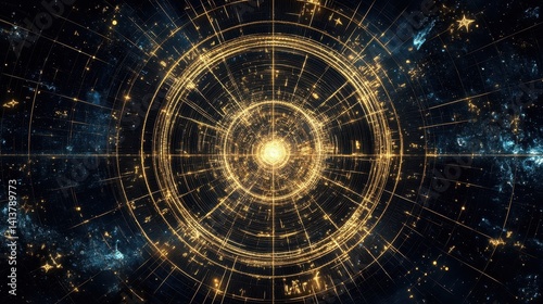 Cosmic Network  Golden Galactic Mandala