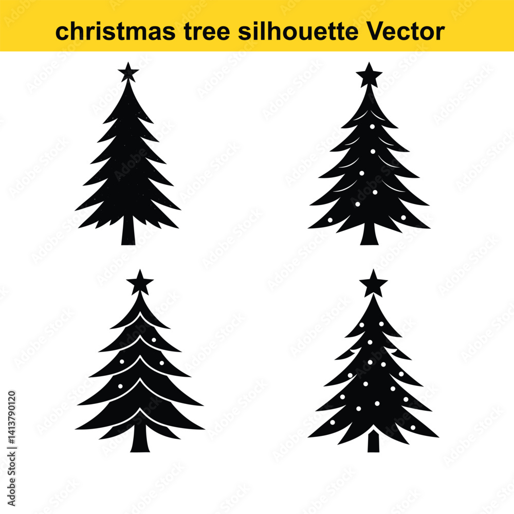 Obraz premium A vector set features green pine and fir Christmas trees, perfect for winter holiday season decoration.