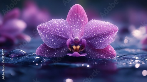 Purple orchid flower close up