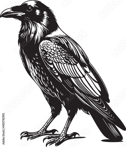 Raven Black EPS Vector Outline