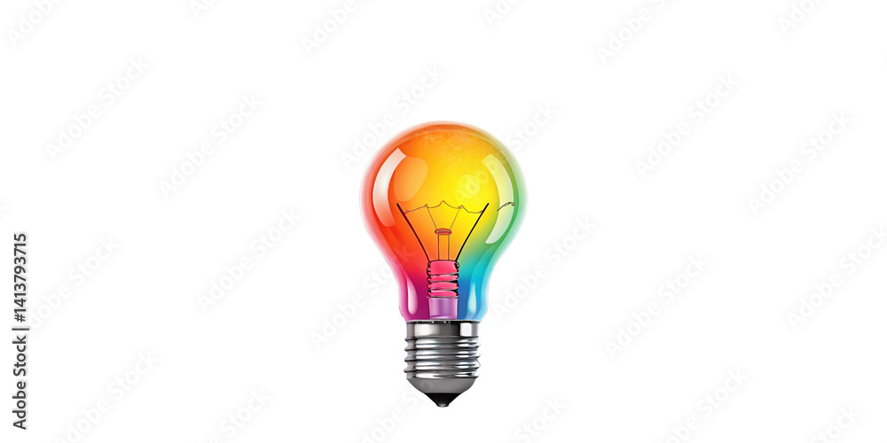 Fototapeta premium Creative Light Bulb with Color Splash Explosion – Symbol of Innovation and Ideas Isolated on Transparent BackgroundColorful Splash Inside Light Bulb – Concept of Creative Thinking and Bright Ideas P
