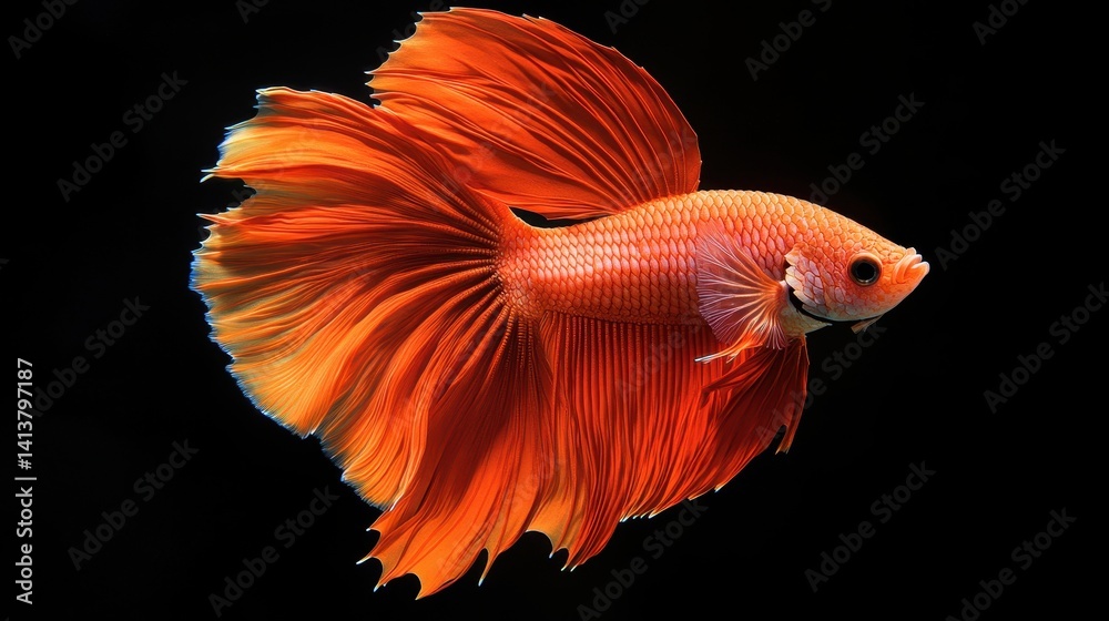 Stunning Orange Betta Fish Siamese Fighting Fish Aquatic Life Stunning Orange Betta Fish Siamese Fighting Fish Aquatic Life