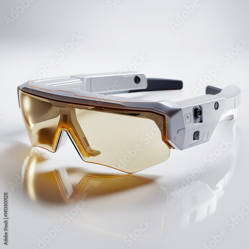 Obraz na płótnie Futuristische Schutzbrille mit Visier und technischen Details für Sportarten oder Arbeitsschutz w salonie
