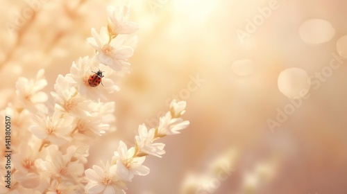 Ladybug on a Branch of Blossoms