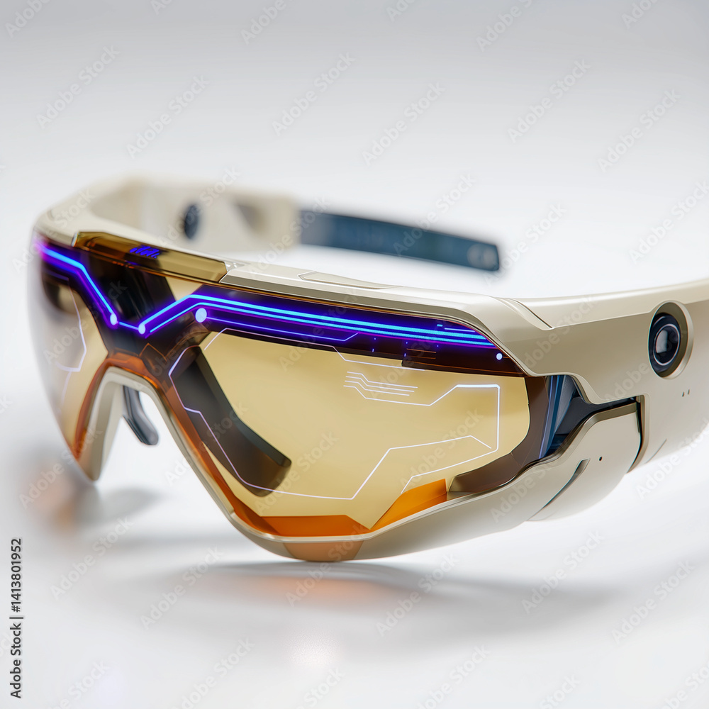 Futuristische Schutzbrille mit Visier und technischen Details für Sportarten oder Arbeitsschutz
