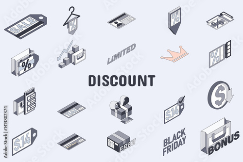 Discount Lineal Color Vector Illustration Icon Sticker Set Design Materials