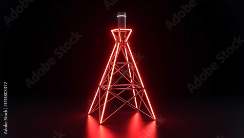 Obraz na płótnie Red Neon Tower at Night w salonie