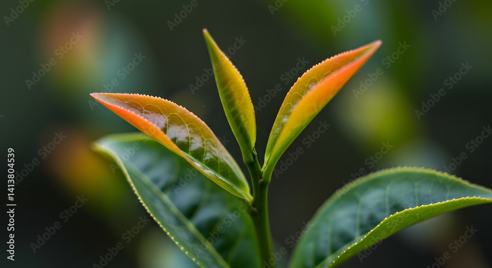 Fototapeta premium Fresh Tea Shoots with Closeup.