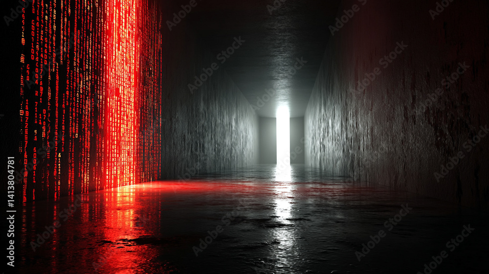 Futuristic red tech tunnel with glowing digital code patterns on walls and floor symbolizes data flow, innovation, and immersive technology with deep perspective and intense energy
Futuristic red tech tunnel with glowing digital code patterns on walls and floor symbolizes data flow, innovation, and immersive technology with deep perspective and intense energy