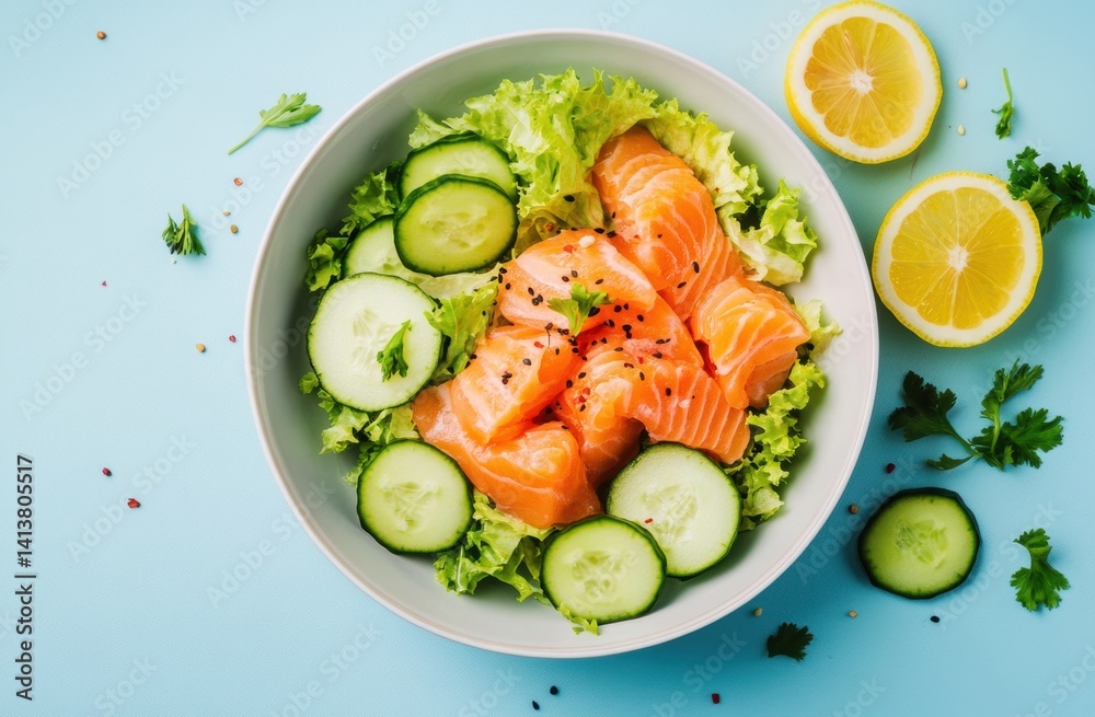 Salmon salad bowl with cucumber Salmon salad bowl with cucumber