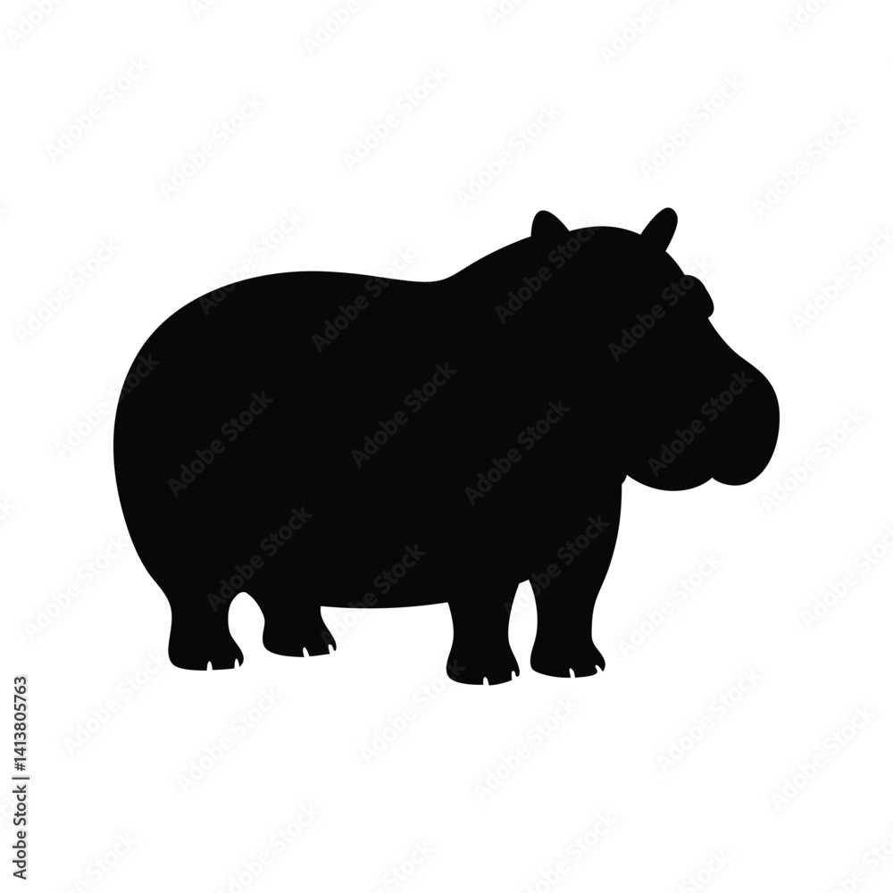Obraz premium vector silhouette illustration of a hippopotamus