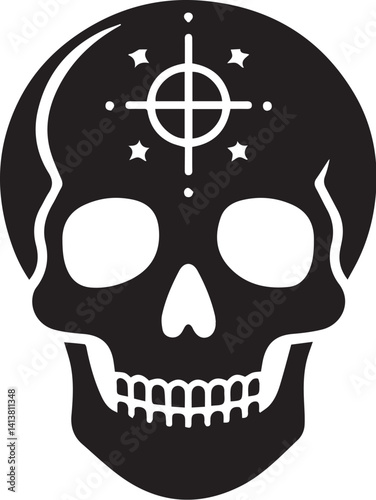 Black silhouette of a human skull