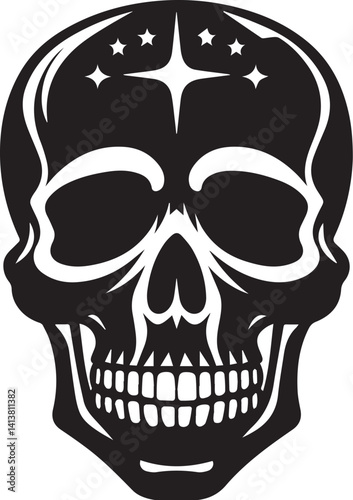 Black silhouette of a human skull