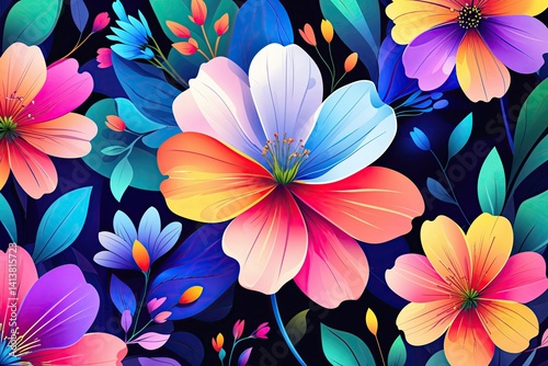 Vibrant Modern Abstract Flower Wallpaper Design Perfect for Spring and Summer Backgrounds
