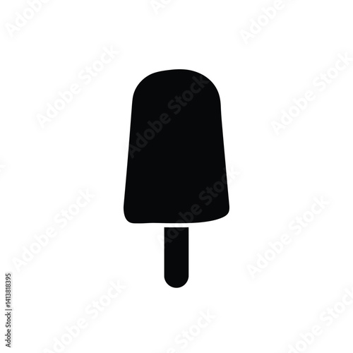 Ice lolly silhouette. This image shows a black silhouette of an ice lolly, also known as a popsicle or ice pop, with a stick, symbolizing a refreshing treat. Vector clipart black illustration design.