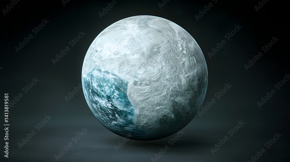 Fototapeta premium Pixelated Gray and Teal Celestial Sphere on Dark Background