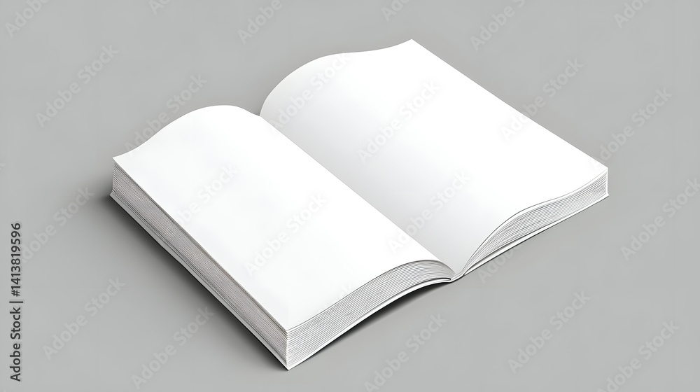 Open Blank Book Mockup On Gray Background Open Blank Book Mockup On Gray Background