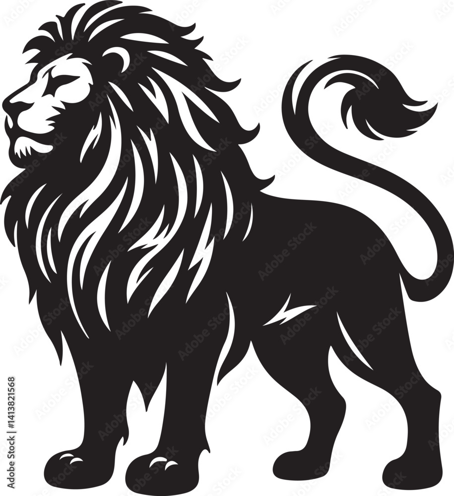 Fototapeta premium Lion High quality silhouette black vector