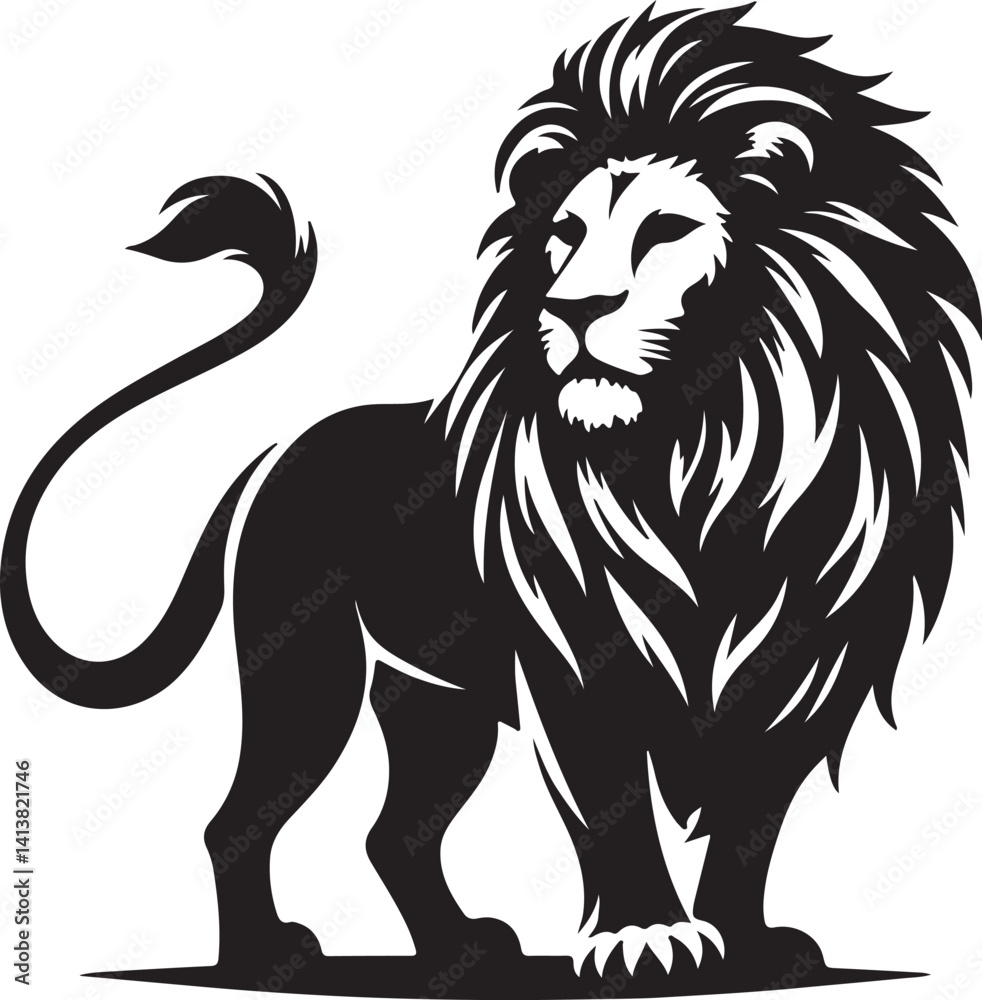 Fototapeta premium Lion High quality silhouette black vector