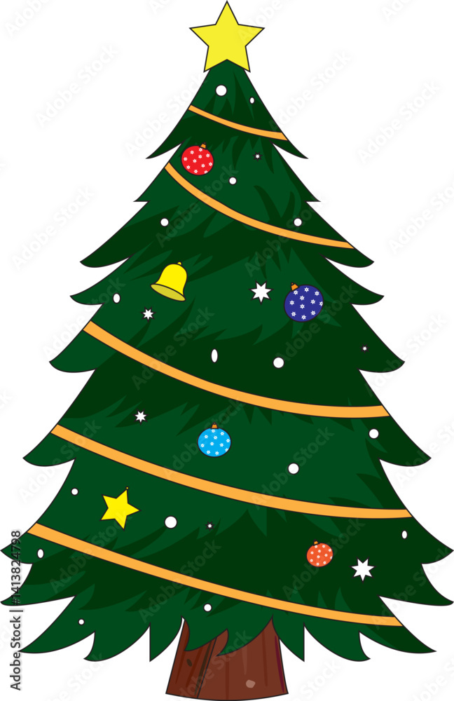 Fototapeta premium Christmas Tree Decorating Vector
