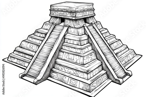 Obraz na płótnie A geometric illustration of a Mayan pyramid, designed with clean, modern lines w salonie