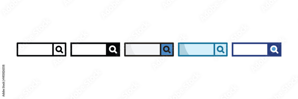 Fototapeta premium Search Bar Icon Set Multiple Style Collection