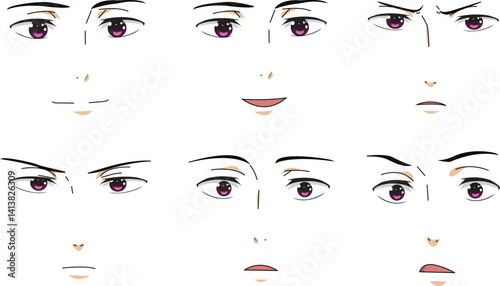Man Face Expression Anime Male Front View