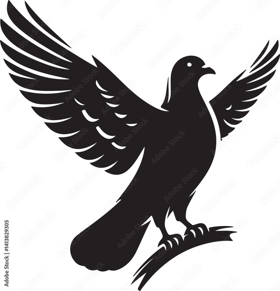 Fototapeta premium High quality pigeon black vector