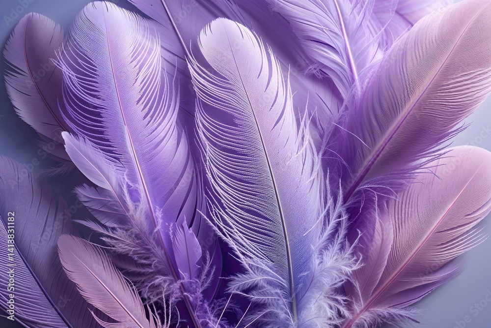 Fototapeta premium Gentle Pastel Lavender Feather Texture Showcase in Soft Shades