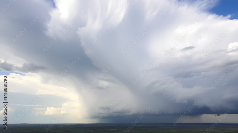 Dramatic clouds swirling in the sky during a stormy afternoon over a vast landscape Dramatic clouds swirling in the sky during a stormy afternoon over a vast landscape